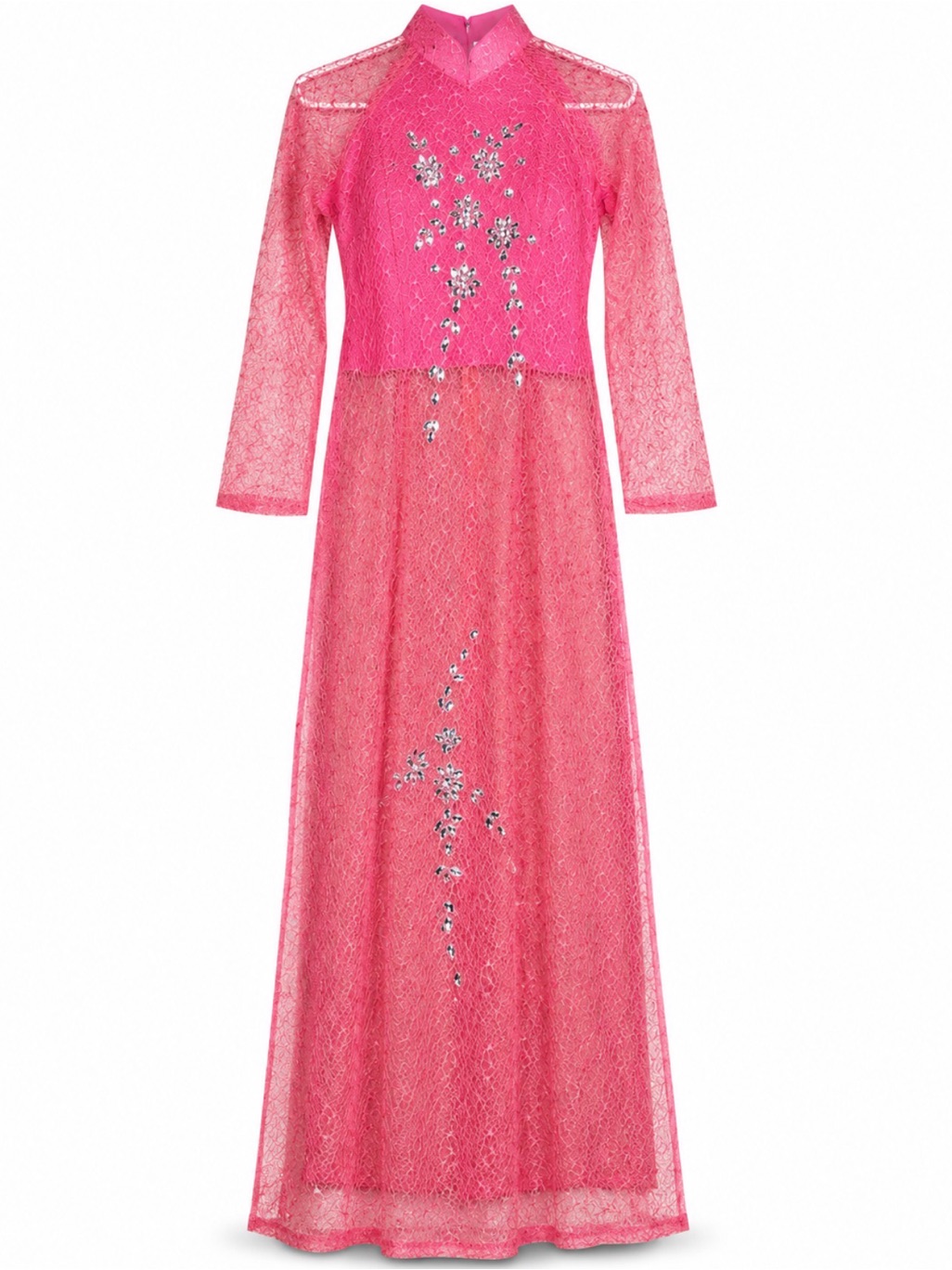 Newhandmade Vietnamese Ao Dai Pink ( Chest 88cm, Waist 76cm) Back Zip No Pants